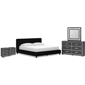 Zuraleus King Upholstered Bed, Dresser, Mirror and 2 Nightstands