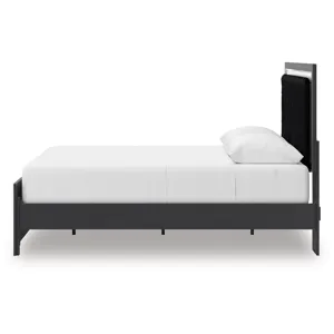 Zuraleus Queen Upholstered Panel Platform Bed, Dresser and Mirror