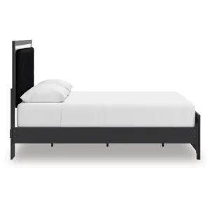 Zuraleus Queen Upholstered Panel Platform Bed, Dresser and Mirror