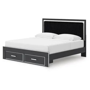Birmonton King Upholstered Panel Platform Storage Bed