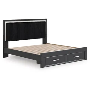 Birmonton King Upholstered Panel Platform Storage Bed