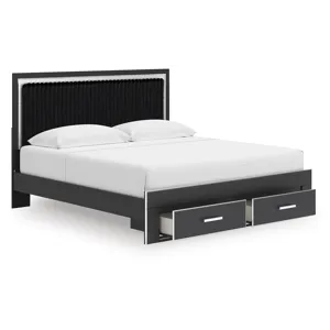 Birmonton King Upholstered Panel Platform Storage Bed