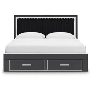 Birmonton King Upholstered Panel Platform Storage Bed