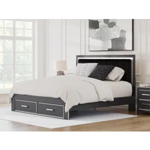 Birmonton King Upholstered Panel Platform Storage Bed