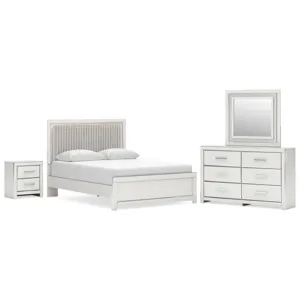 Zuraleus Queen Upholstered Platform Bed, Dresser, Mirror and Nightstand