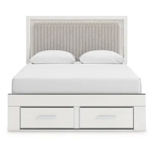 Zuraleus Queen Upholstered Panel Platform Storage Bed, Dresser and Mirror