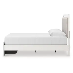 Zuraleus Queen Upholstered Panel Platform Storage Bed, Dresser and Mirror