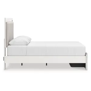 Zuraleus Queen Upholstered Panel Platform Storage Bed, Dresser and Mirror