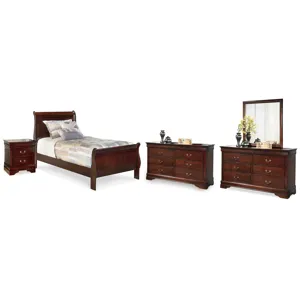 Alisdair Twin Sleigh Bed, 2 Dressers, Mirror and Nightstand