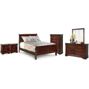 Alisdair Full Sleigh Bed, Dresser, Mirror, Chest and 2 Nightstands