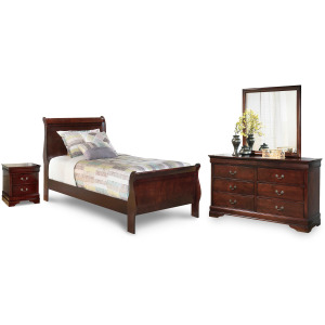 Alisdair Twin Sleigh Bed, Dresser, Mirror and Nightstand