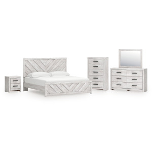 Cayboni King Panel Bed, Dresser, Mirror, Chest and Nightstand