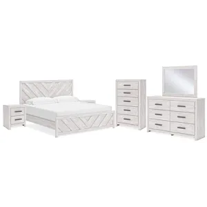 Cayboni King Panel Bed, Dresser, Mirror, Chest and 2 Nightstands
