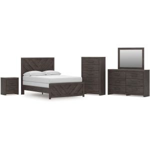 Prendonea Full Panel Bed, Dresser, Mirror, Chest and Nightstand