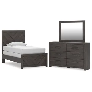 Prendonea Twin Panel Bed, Dresser and Mirror