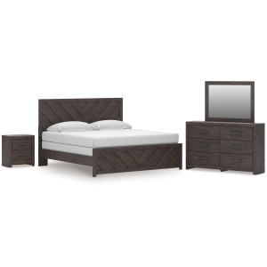 Prendonea King Panel Bed, Dresser, Mirror and Nightstand