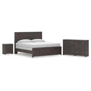Prendonea King Panel Bed, Dresser and Nightstand