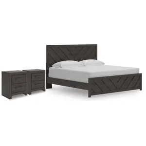 Prendonea King Panel Bed and 2 Nightstands