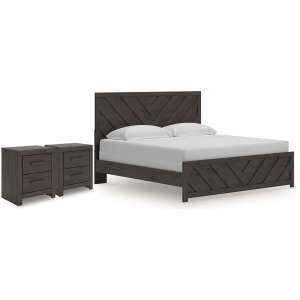 Prendonea King Panel Bed and 2 Nightstands