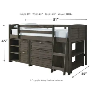 Caitbrook Twin Loft Bed with Storage
