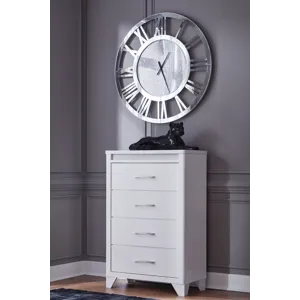 Jarlee Queen Upholstered Panel Bed, Dresser, Mirror, Chest and 2 Nightstands