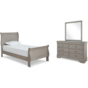 Kordasky Twin Sleigh Bed, Dresser and Mirror