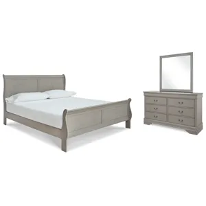 Kordasky California King Sleigh Bed, Dresser and Mirror