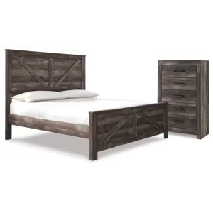 Wynnlow King Crossbuck Panel Bed and Chest