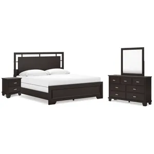 Covetown King Panel Bed, Dresser, Mirror and Nightstand