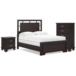 Covetown Full Panel Bed, Chest and Nightstand