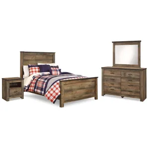 Trinell Full Panel Bed, Dresser, Mirror and Nightstand