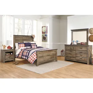 Trinell Full Panel Bed, Dresser, Mirror and Nightstand