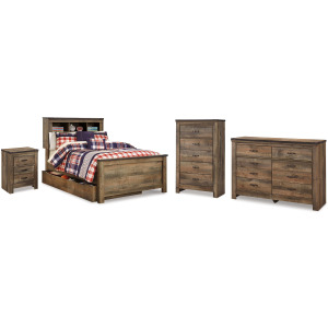 Trinell Full Bookcase Storage Bed, Dresser, Chest and Nightstand