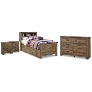 Trinell Twin Bookcase Bed, Dresser and 2 Nightstands
