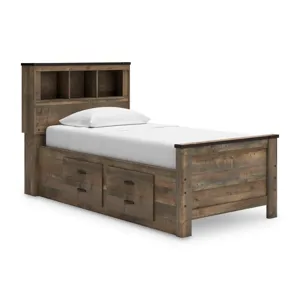 Trinell Twin Bookcase Storage Bed, Dresser and Mirror