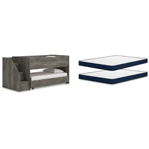 Frandern Twin Over Twin Loft Bed and Mattresses