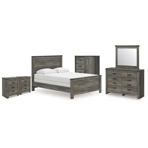 Frandern Queen Panel Bed, Dresser, Mirror, Chest and 2 Nightstands