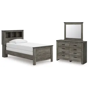Frandern Twin Bookcase Bed, Dresser and Mirror