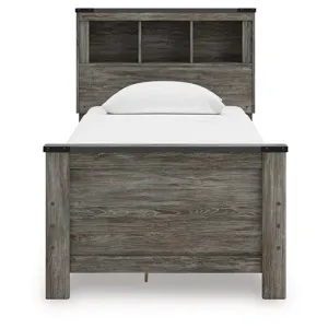 Frandern Twin Bookcase Bed with Storage, Dresser and Mirror