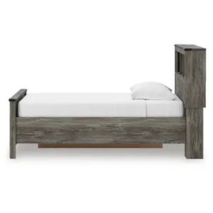 Frandern Twin Bookcase Bed with Storage, Dresser and Mirror