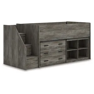 Frandern Twin Loft  Bed with Bookcase and Drawer Storage