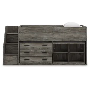Frandern Twin Loft  Bed with Bookcase and Drawer Storage