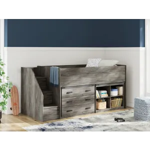 Frandern Twin Loft  Bed with Bookcase and Drawer Storage
