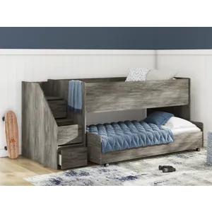 Frandern Twin Over Twin Loft Bed and Mattresses