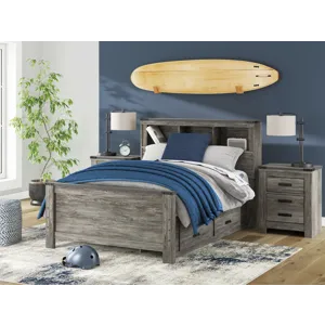 Frandern Full Bookcase Bed with Storage, Dresser and Mirror