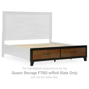 Kraeburn Queen Storage Footboard with Roll Slats
