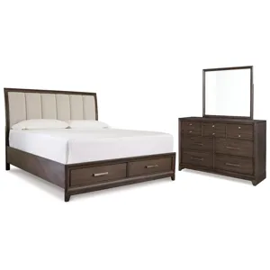 Brueban King Panel Storage Bed, Dresser and Mirror