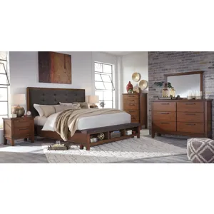 Ralene Queen Upholstered Storage Bed with Mirrored Dresser