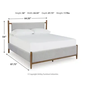 Lyncott Queen Upholstered Bed, Dresser, Mirror and 2 Nightstands