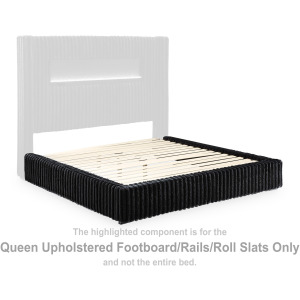 Tayleena Queen Upholstered Footboard/Rails/Roll Slats